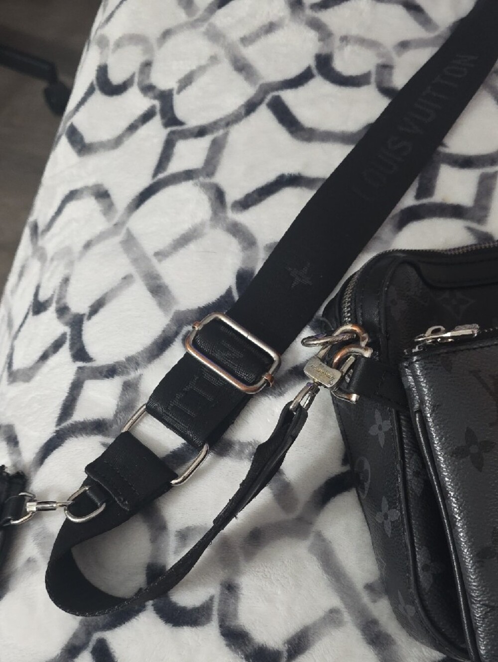 Louis Vuitton Black Monogram Shadow Messenger Bag with Strap - Picture 6 of 10